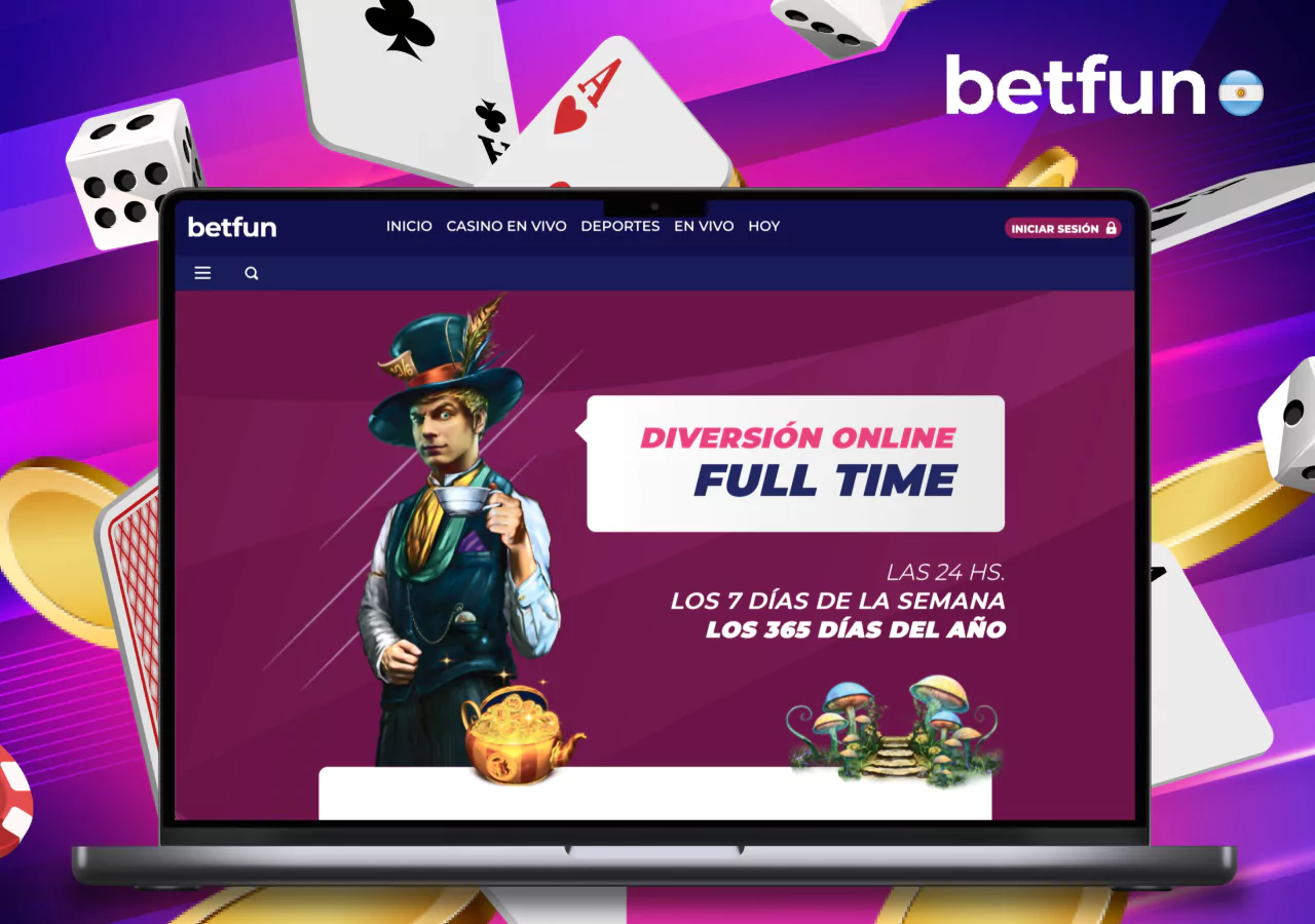 Realización de colocaciones en casino online Betfun Argentina