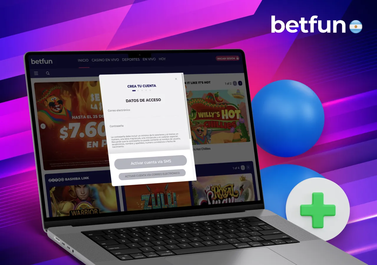 Necesitas registrarte para empezar a jugar en Betfun